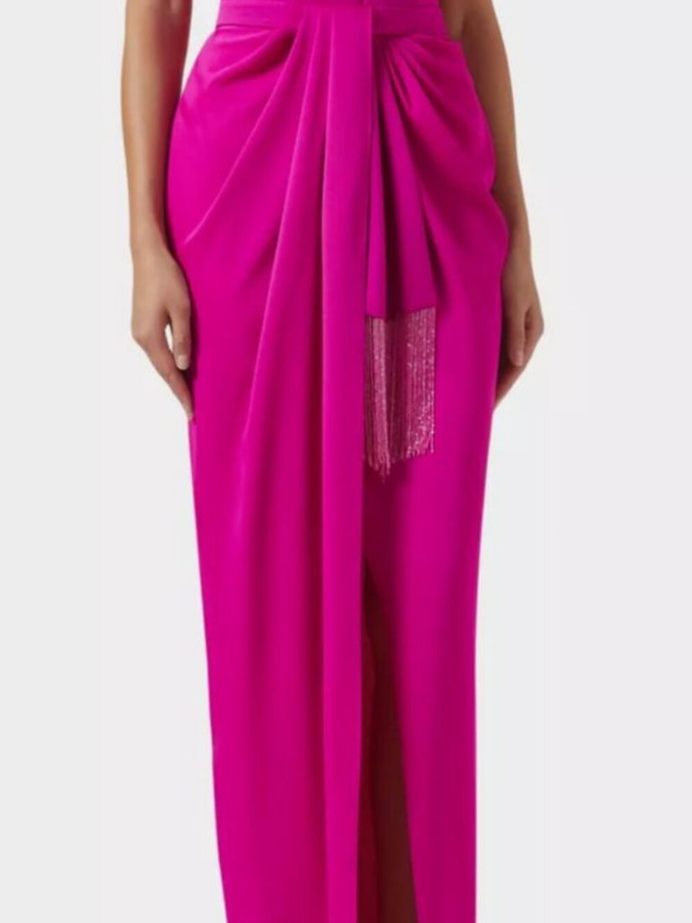 OZGUR MASUR Women's Pink Square Neck Draped Crepe Column Gown Dress Size 40